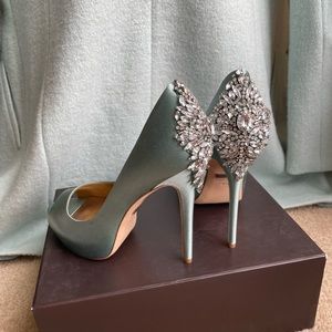 Badgley Mishka Kiara light jewel peep-toe pumps 9
